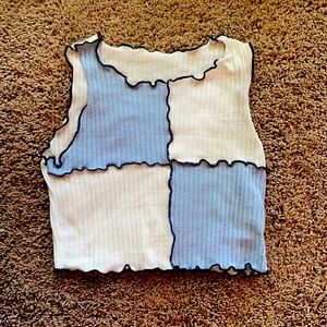 blue and white crop tank